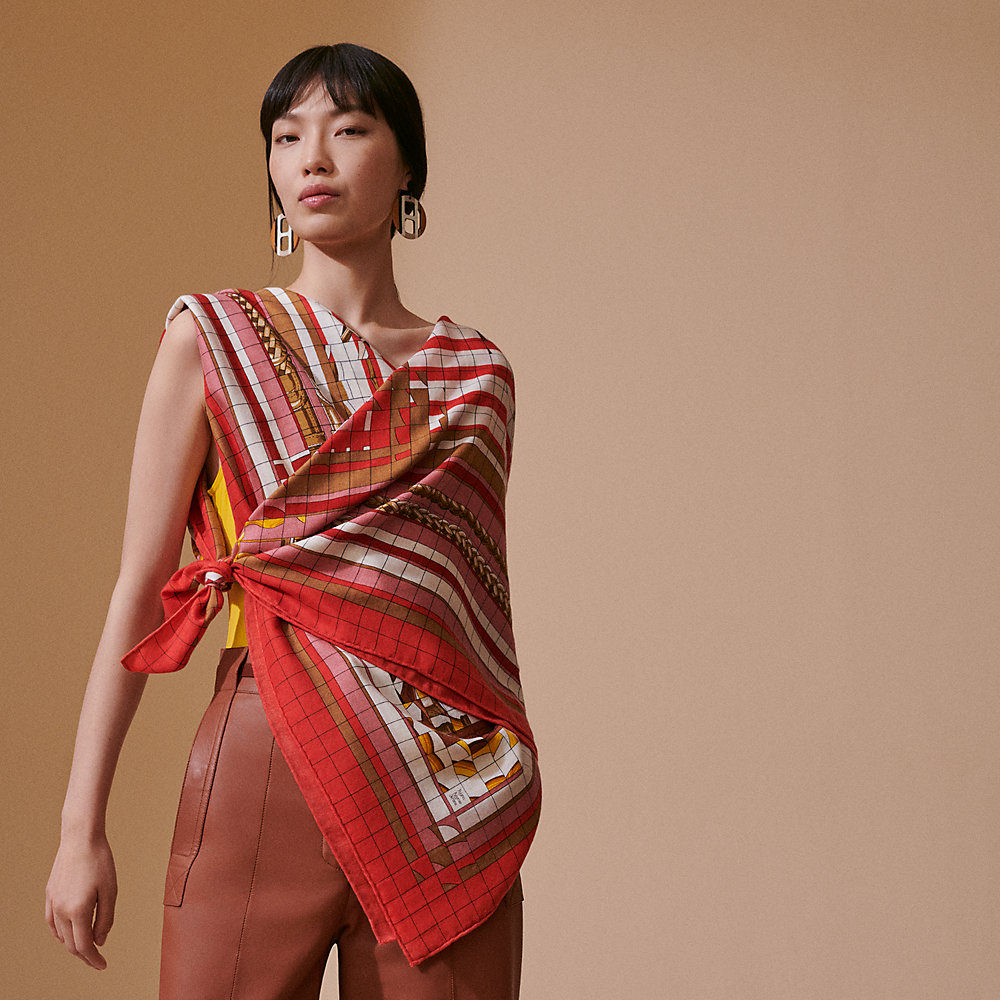 Xale 140 Coaching Déjà-Vu - Vermelho | Hermès Brasil